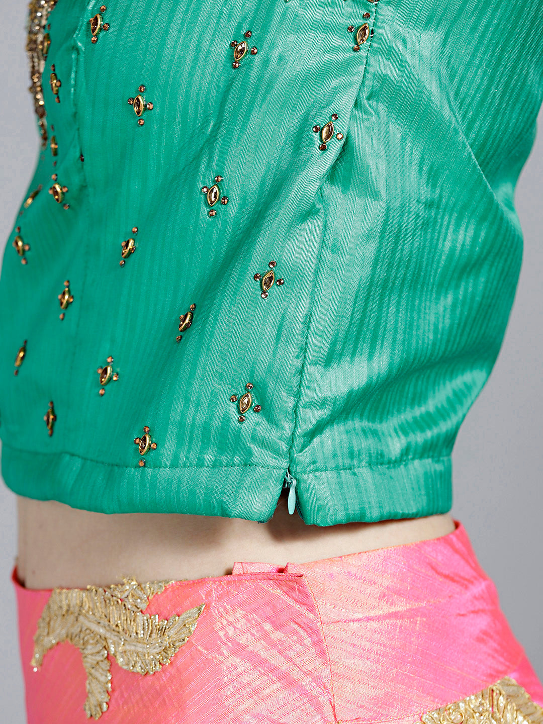 Colorblocked Gota Embroidered Silk Lehenga Choli