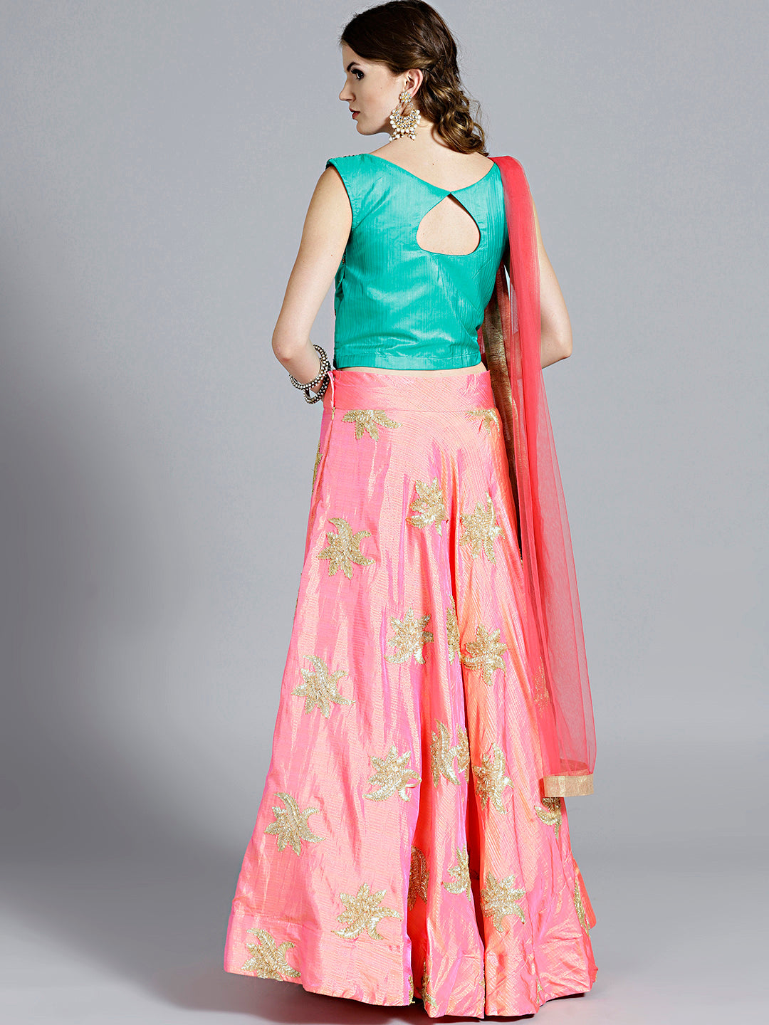 Colorblocked Gota Embroidered Silk Lehenga Choli
