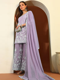 Chhabra 555 Resham & Sequin Embroidered Kurta Set with Kalidar Pallazo & Crystal Embellishments