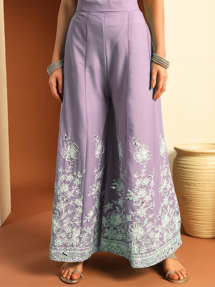 Resham & Sequin Embroidered Kurta Set with Kalidar Pallazo & Crystal Embellishments