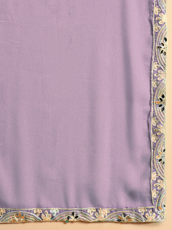 Resham & Sequin Embroidered Kurta Set with Kalidar Pallazo & Crystal Embellishments