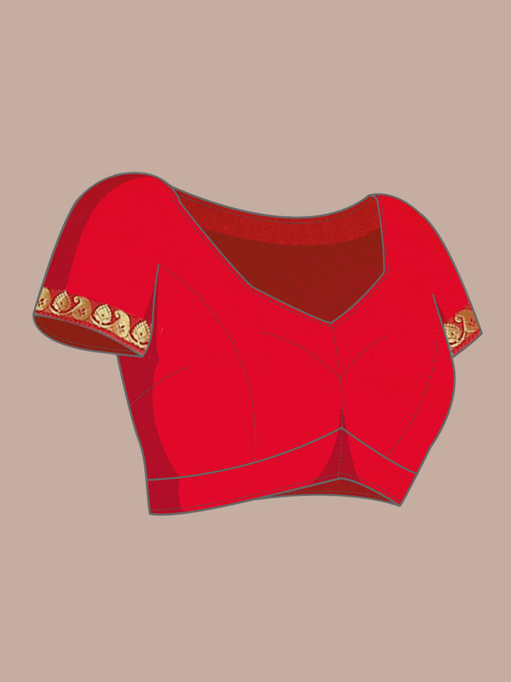 Pink & Red Zari Silk Blend Gadwal Saree