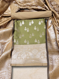 Chhabra 555 Banarasi Handloom Dress Material with Contrast color Handloom weaving & Tasseled Dupatta