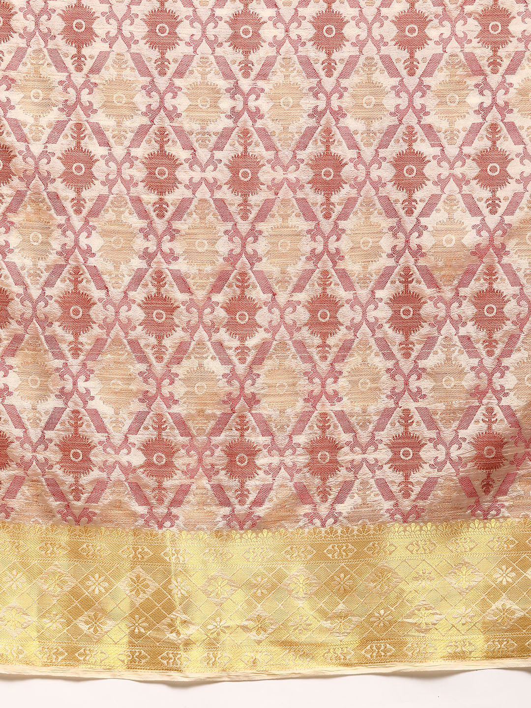Cream Woven Traditional Silk Saree With Golden Zari Border