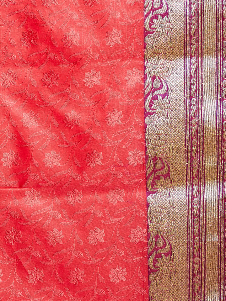 Red & Blue Coloured Banarasi Art Silk Saree