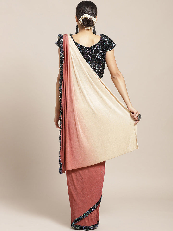 Ruffled Pre-stitched Saree with Ombre Drape & Sequence Border and Bling Seqenced Blouse