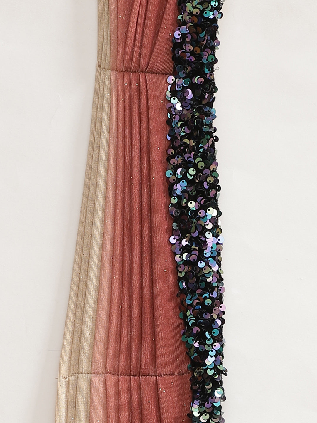 Ruffled Pre-stitched Saree with Ombre Drape & Sequence Border and Bling Seqenced Blouse