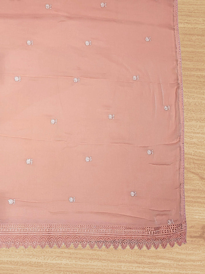 Mirror Embellished & Resham Embroidered Cotton Suit Dupatta with Crochet Cut work Laces