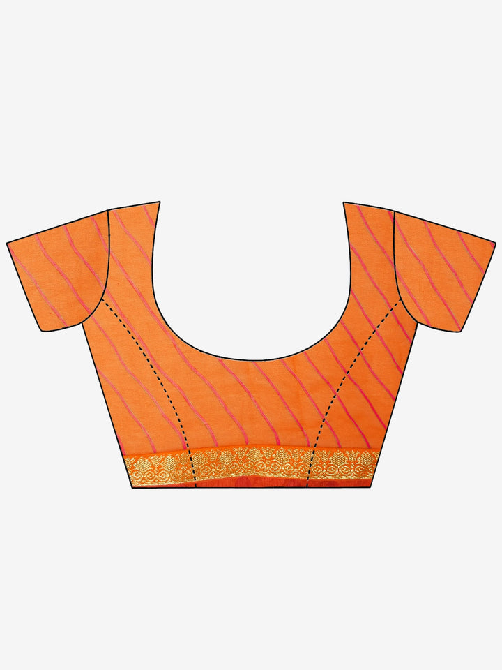 Orange Georgette Leheriya saree with Woven Brocade border