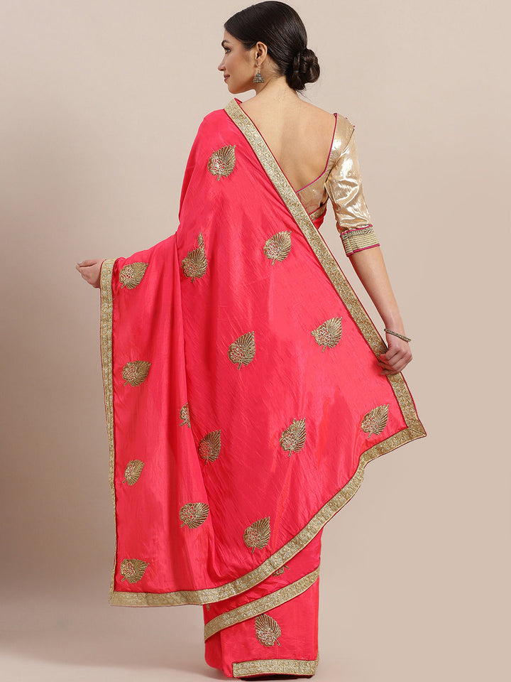 Crepe Silk Zari Embroidered Saree