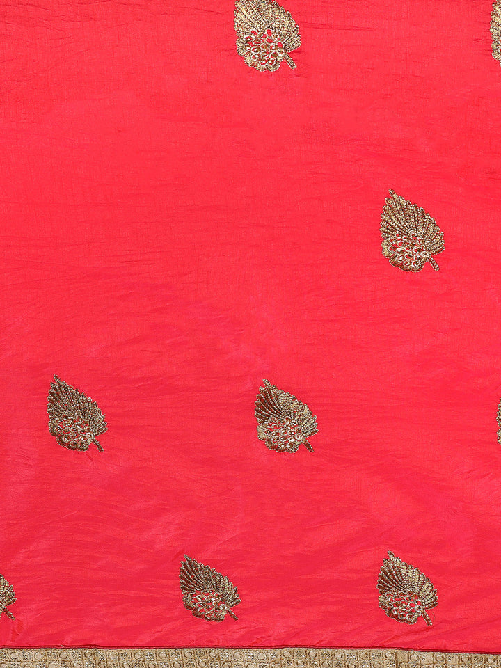 Crepe Silk Zari Embroidered Saree