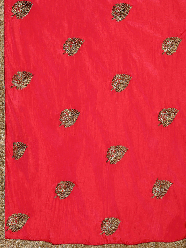 Crepe Silk Zari Embroidered Saree