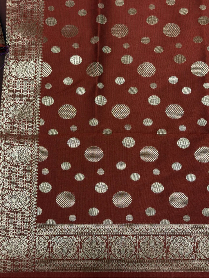 Banarasi Silk Colorblocked Dress Material with Floral Zari Woven Motifs & Jhalar Dupatta