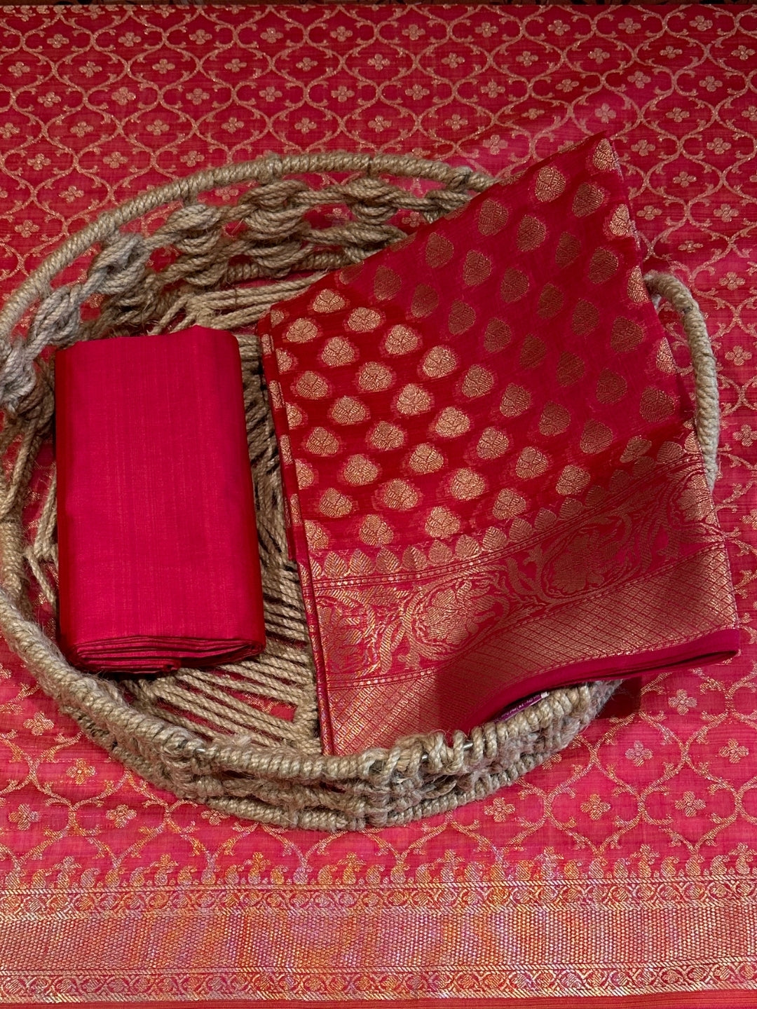 Red Woven Traditional Suit