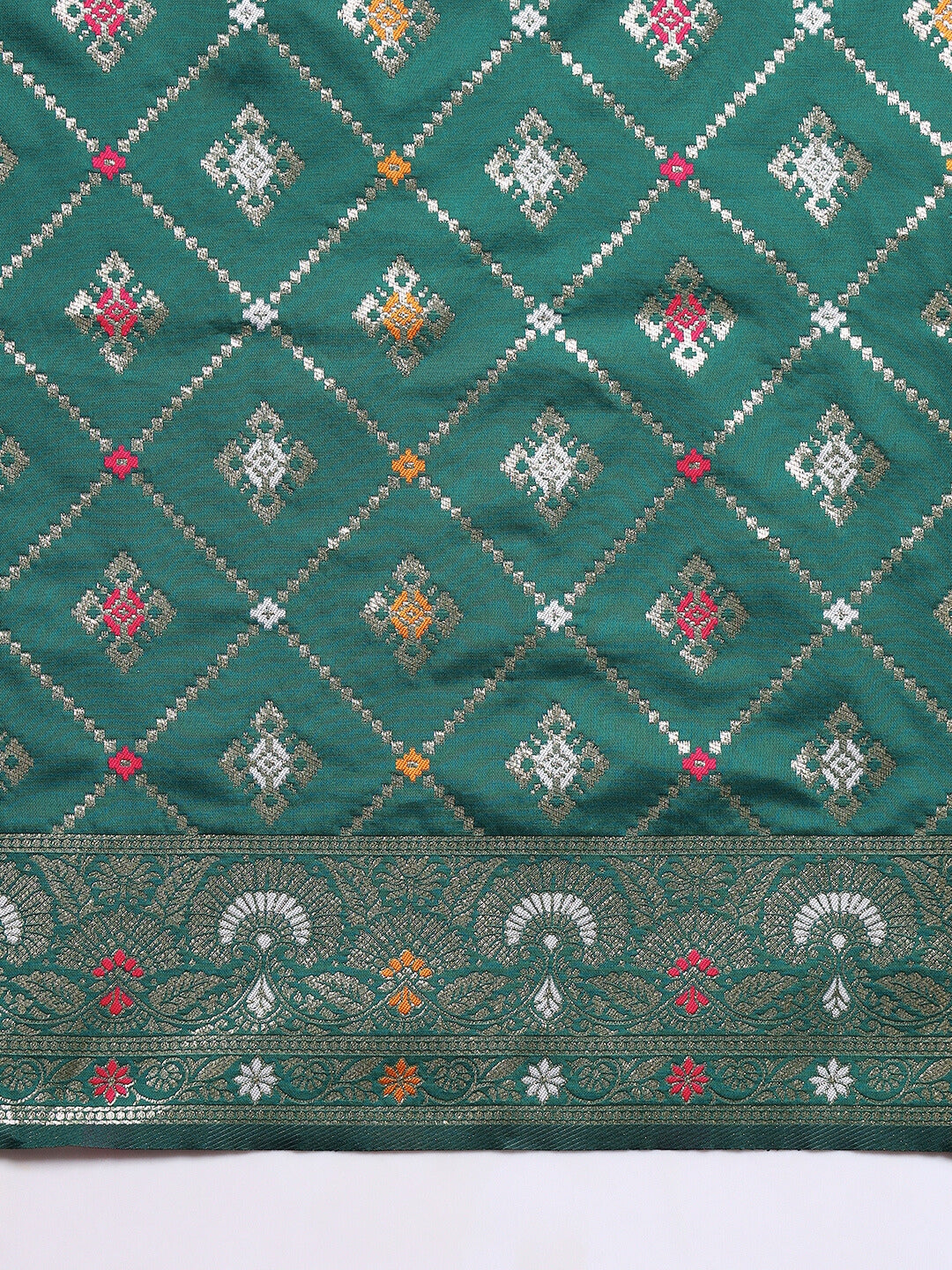 Traditional Banarasi Handloom Gharchola Patola Silk Saree with Gold Meenakari Weaving