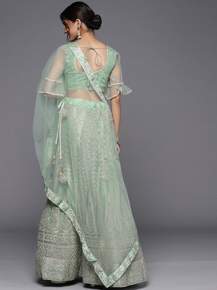 Silver Jaal Kasab Zari Net Embroidered Lehenga Set