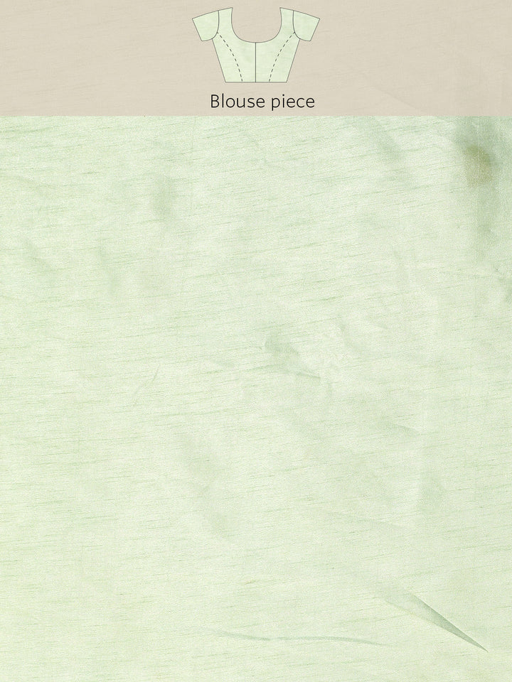 Pastel Green Resham Emboidered Chinnon Saree With Crystal Border