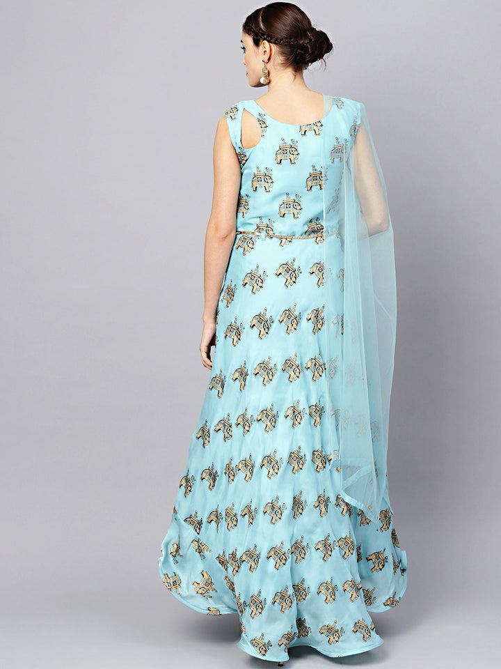 Animal Print Dress with Belt and Cut-out Keyhole pattern