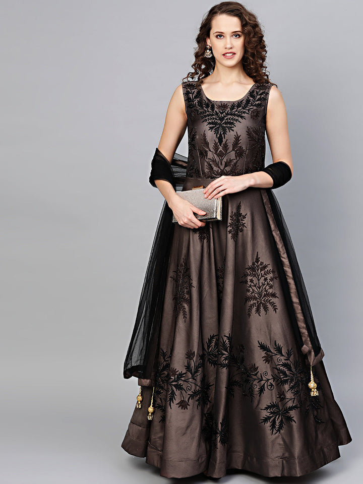 Anarkali Cocktail Gown with Resham Embroidery