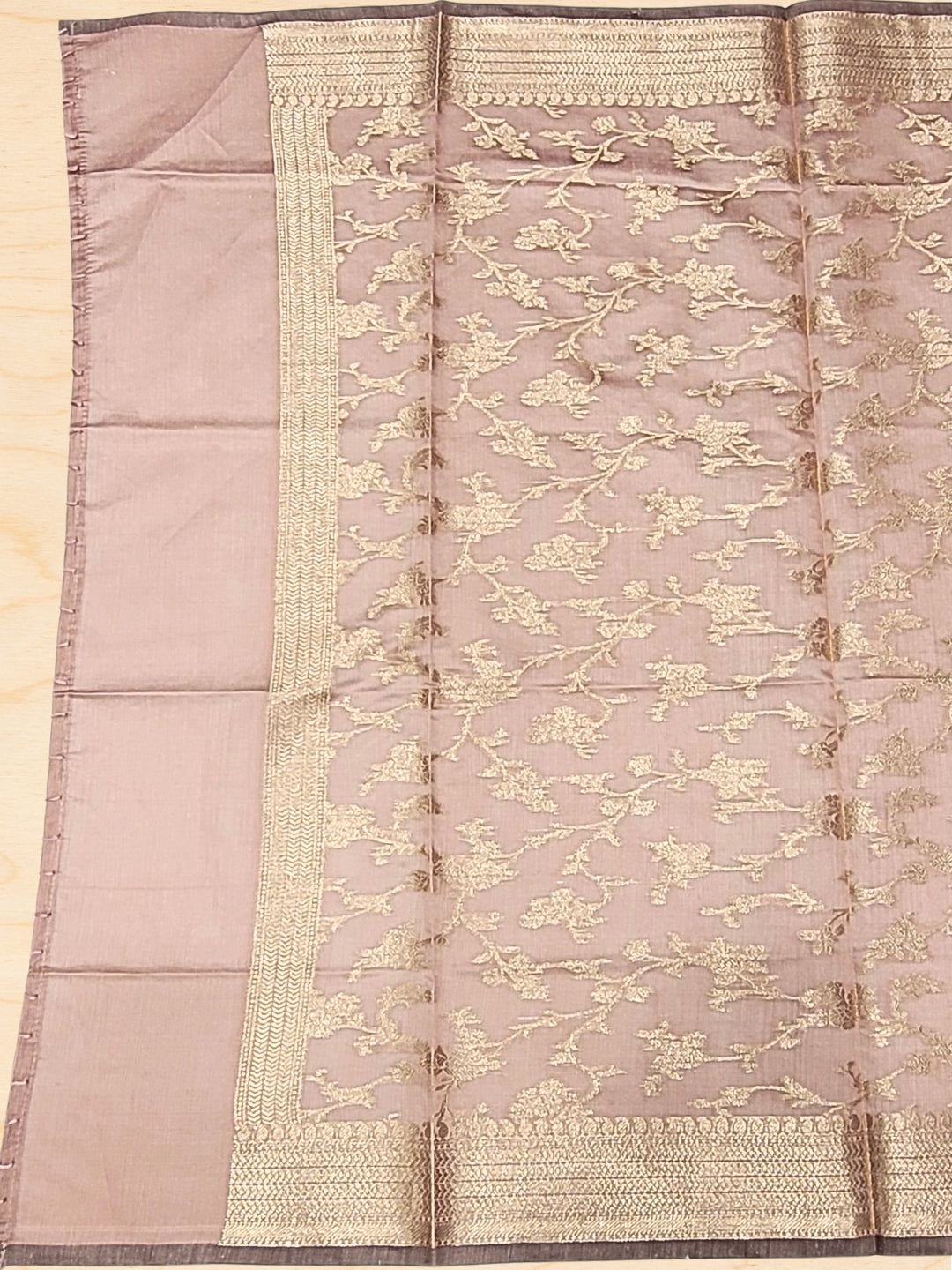 Meeanakari Weaving Banarasi Handloom Dress Material with Checked Leheriya pattern