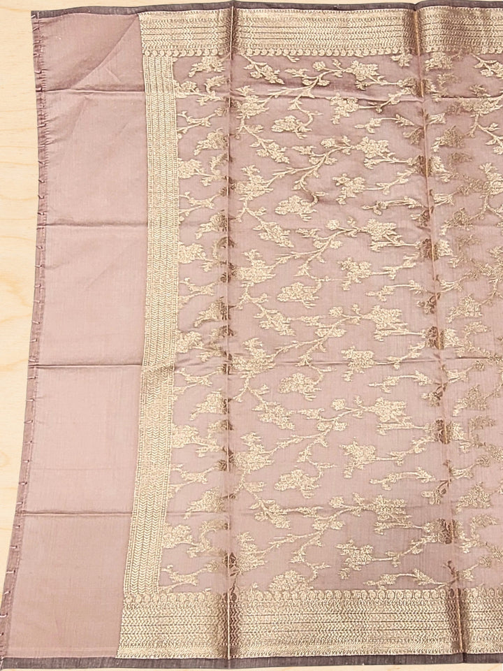 Meeanakari Weaving Banarasi Handloom Dress Material with Checked Leheriya pattern