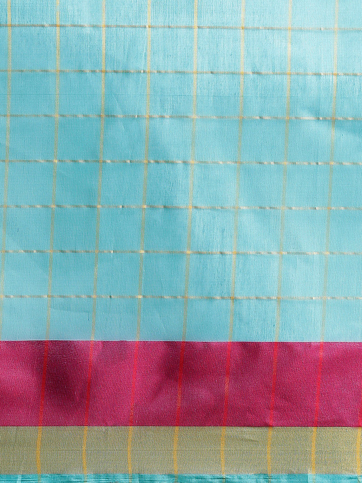 Checked Chanderi Silk Saree with Jacquard Blouse