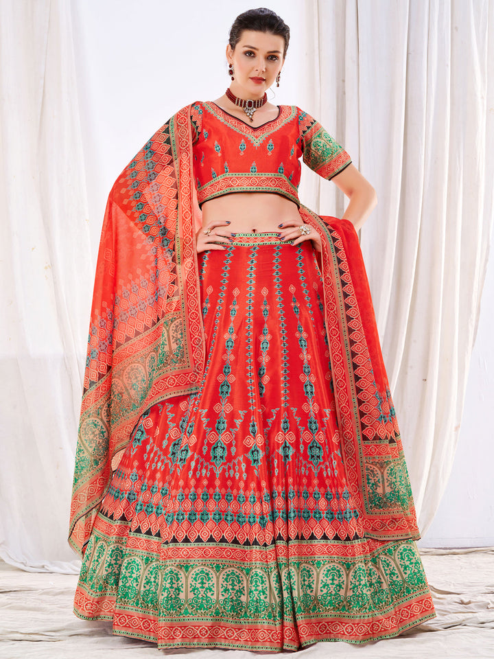 Embellished Kalidar Lehenga Choli with Floral Digital Print  Dupatta