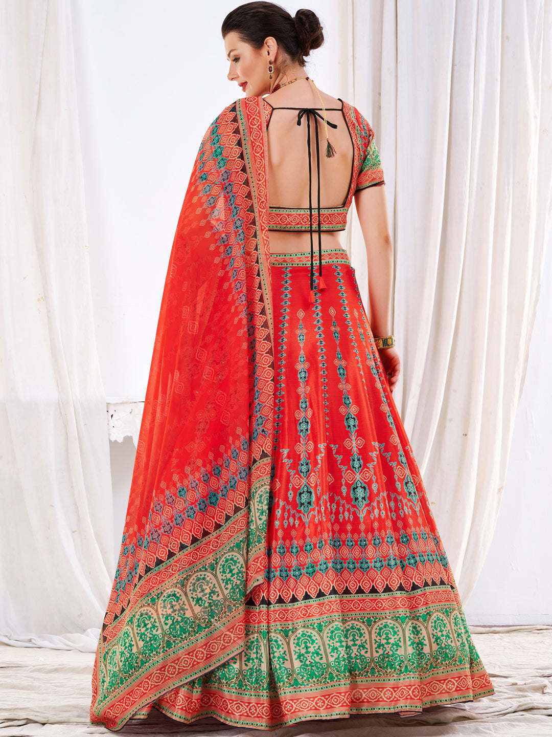 Embellished Kalidar Lehenga Choli with Floral Digital Print  Dupatta