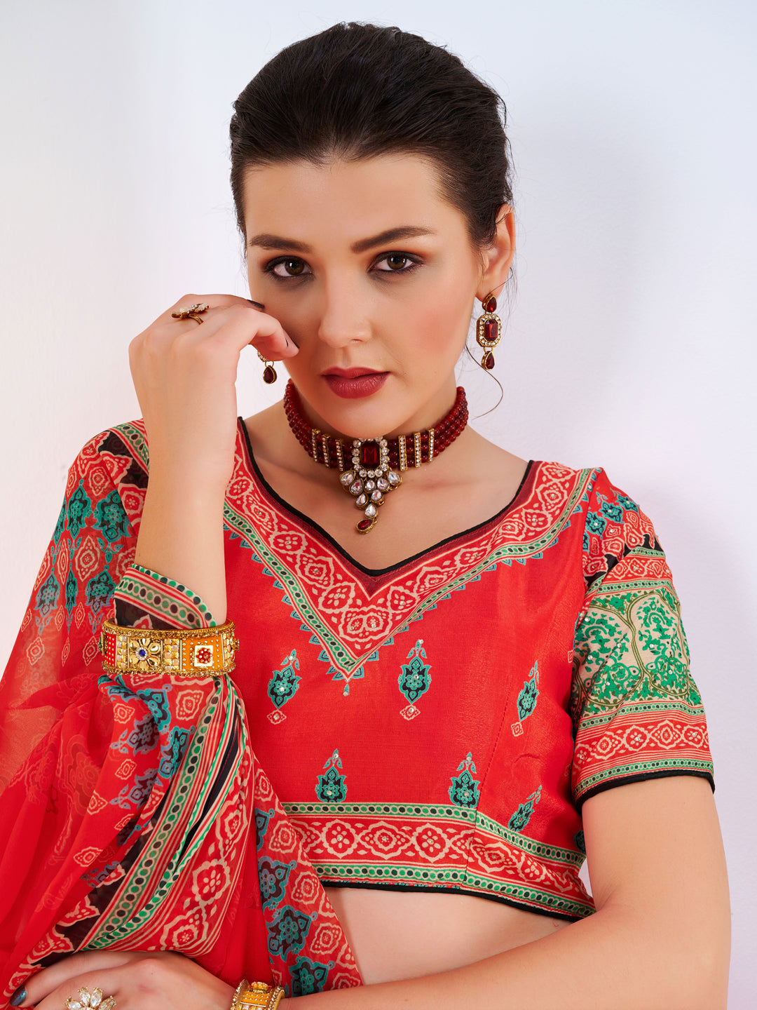 Embellished Kalidar Lehenga Choli with Floral Digital Print  Dupatta