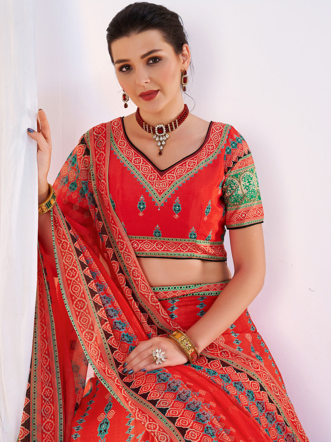 Embellished Kalidar Lehenga Choli with Floral Digital Print  Dupatta