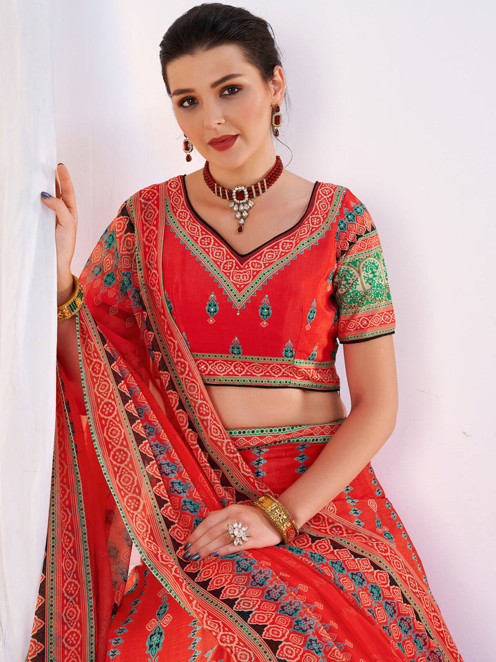 Embellished Kalidar Lehenga Choli with Floral Digital Print  Dupatta