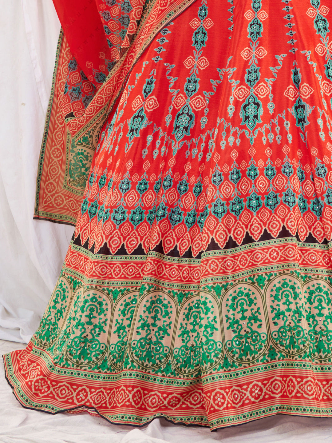 Embellished Kalidar Lehenga Choli with Floral Digital Print  Dupatta