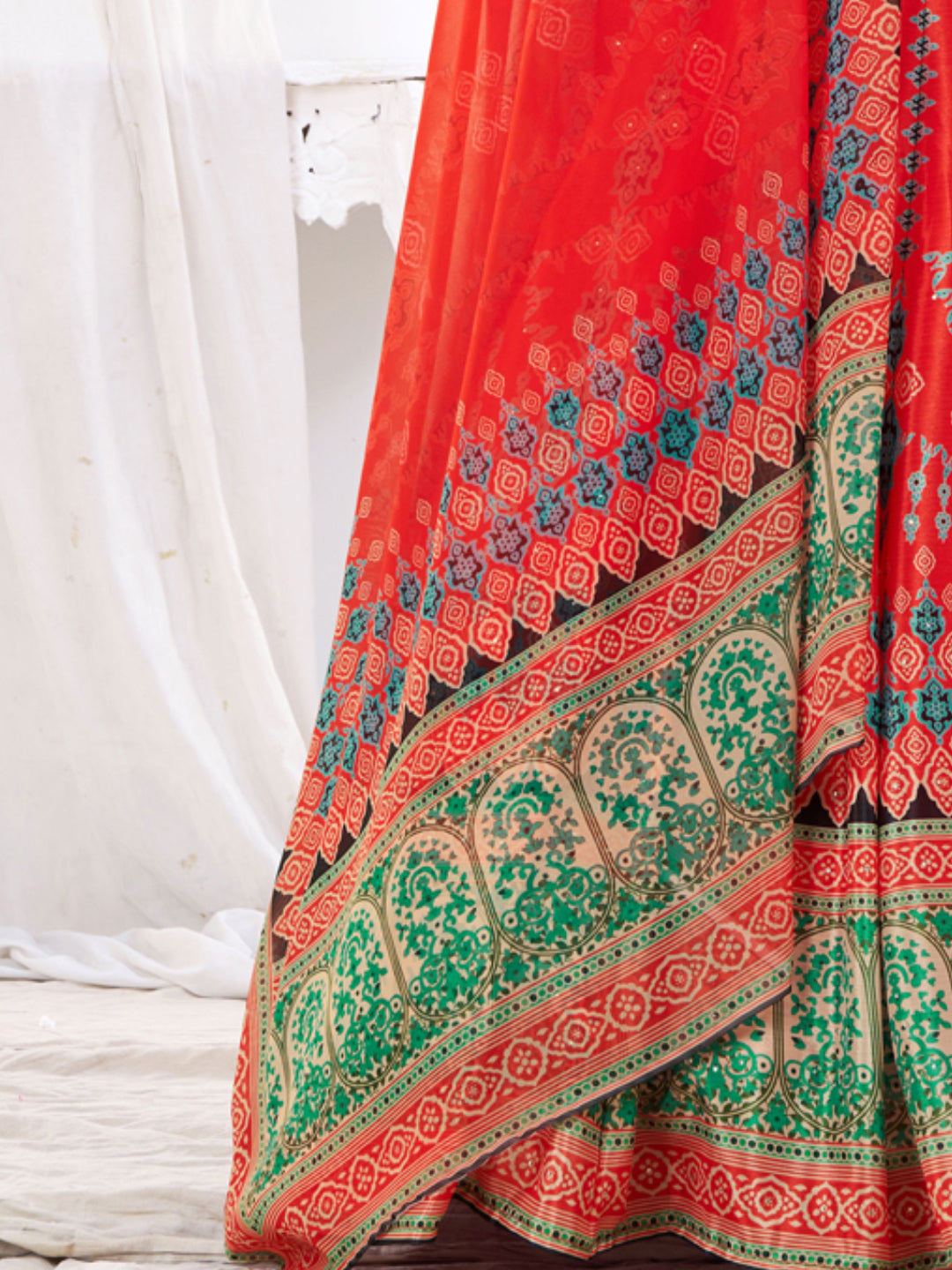 Embellished Kalidar Lehenga Choli with Floral Digital Print  Dupatta