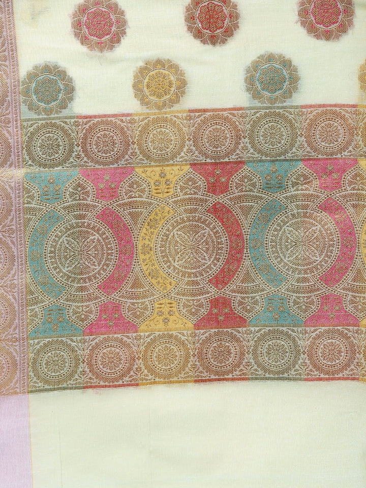 Banarasi Chanderi Silk Saree with Floral Meenakari Motifs