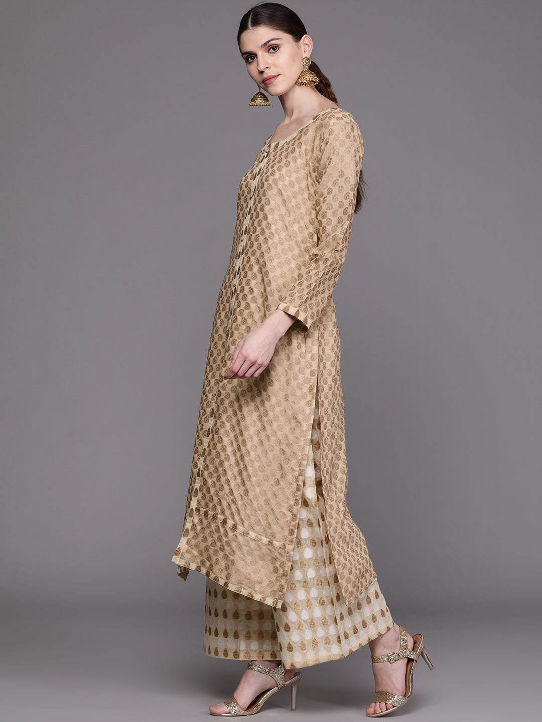 Chanderi Jacket style Kurta Pallazo Set