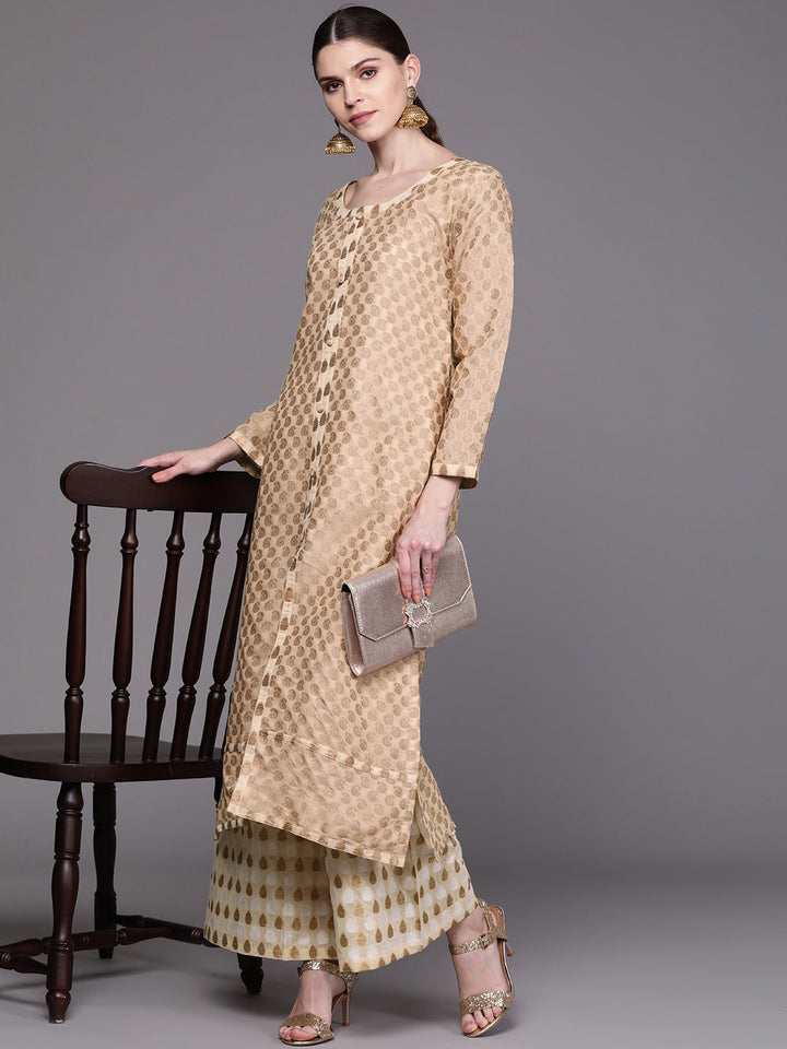 Chanderi Jacket style Kurta Pallazo Set