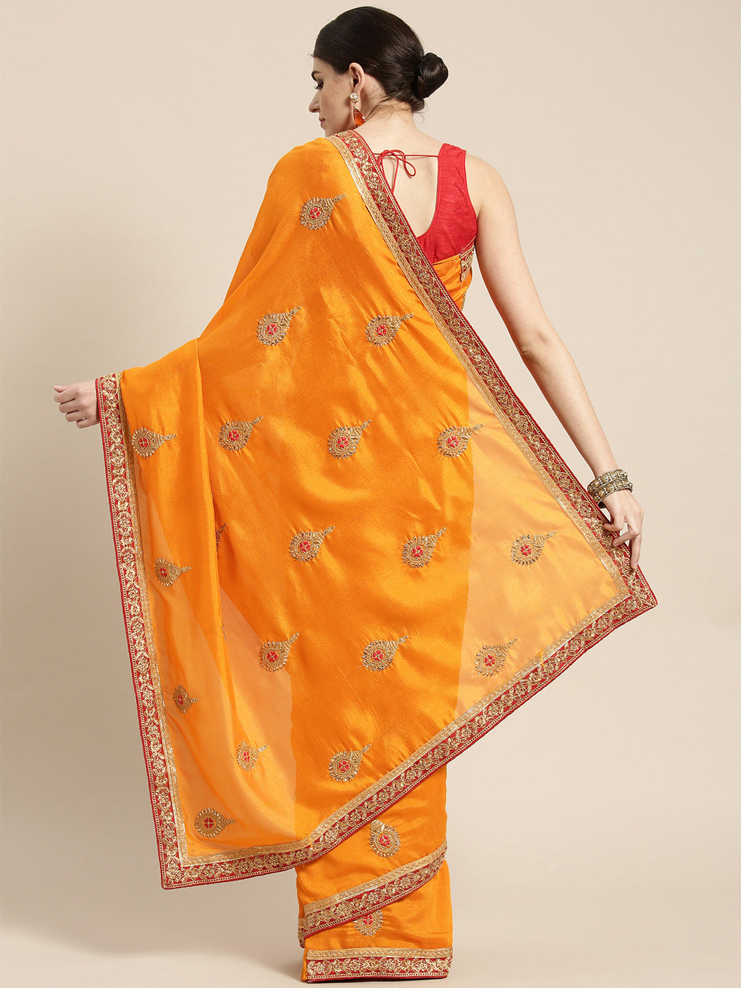 Crepe Silk Zari Embroidered Saree