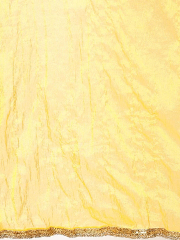 Mustard Yellow Foil Printed Kurta Sharara Set With Dupatta