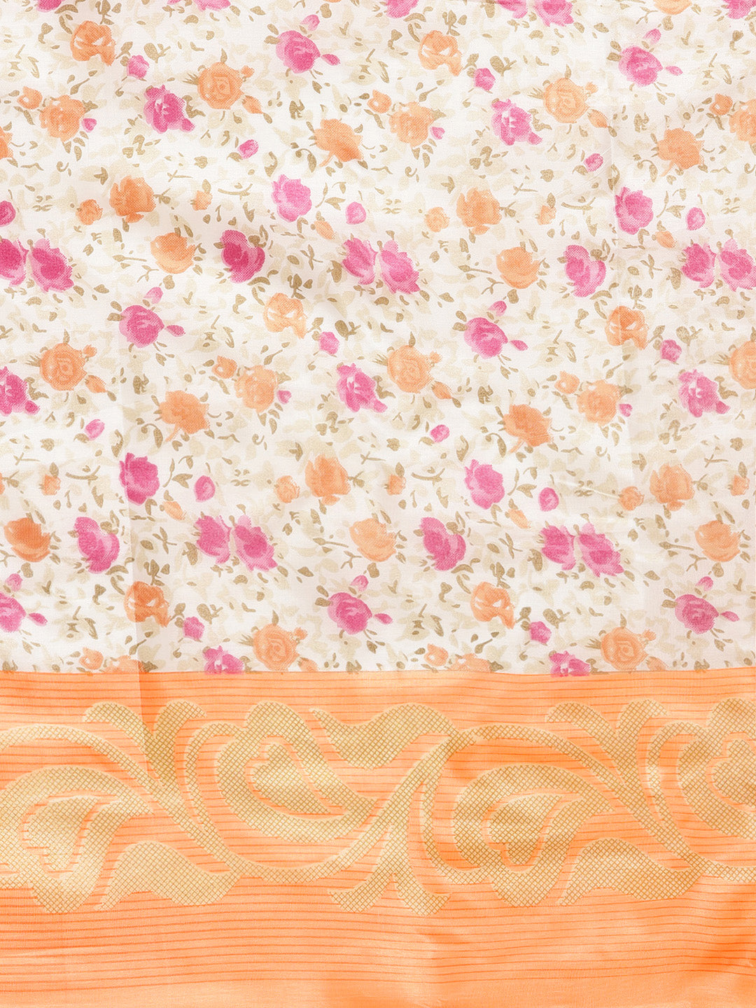 Printed Bhagalpuri Saree with Multicolor Floral and Paisley Motifs