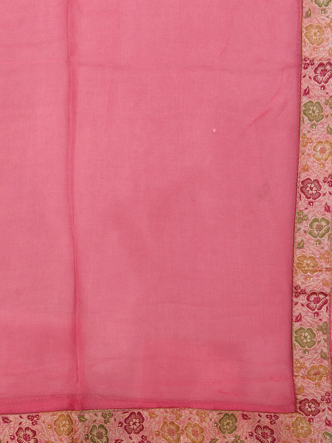 Pink Chanderi Neemzari Unstitched Material With Zari Resham Weaving