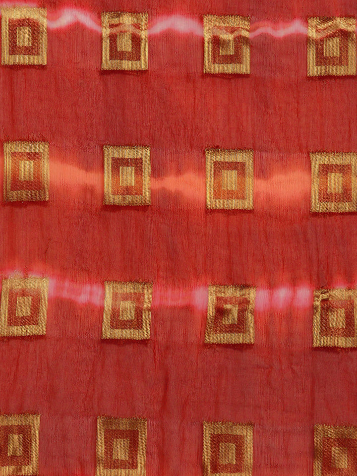 Chiffon Checked Ombre Bandhej Saree