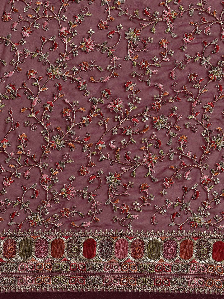 Georgette Sequin Embellished Saree with Resham Parsi style Embroidery