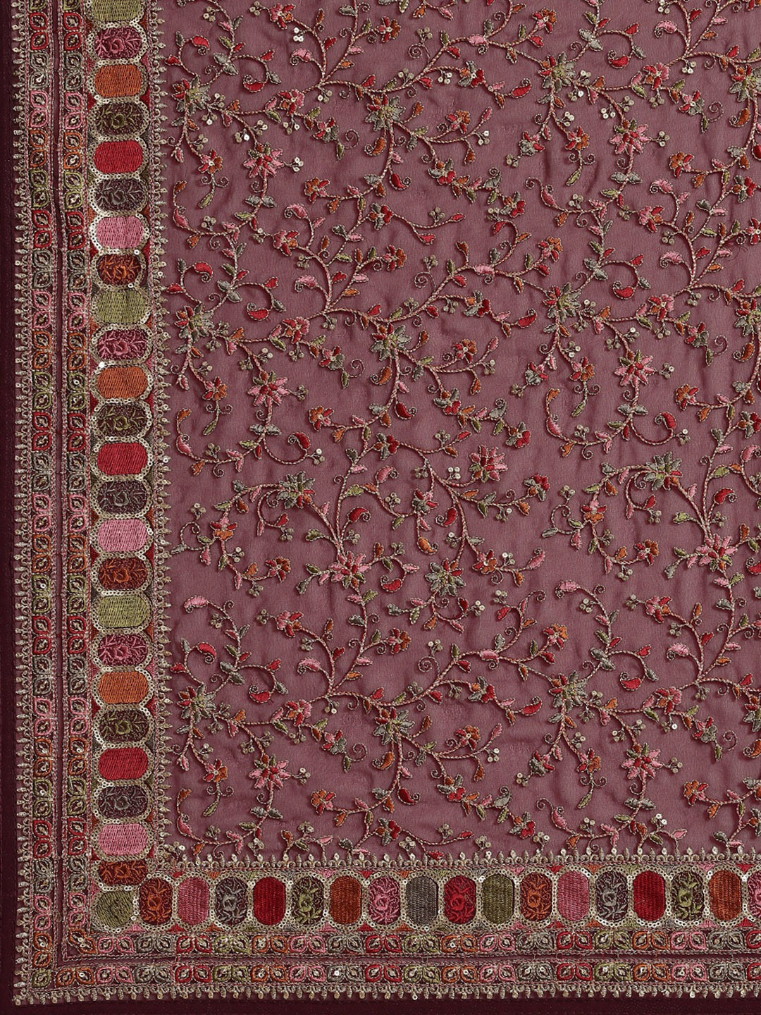 Georgette Sequin Embellished Saree with Resham Parsi style Embroidery