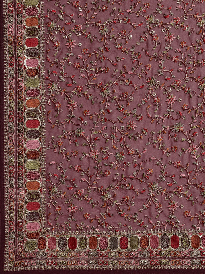 Georgette Sequin Embellished Saree with Resham Parsi style Embroidery
