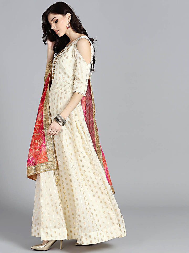 Embellished Anarkali Suit with Ombre Chanderi Dupatta