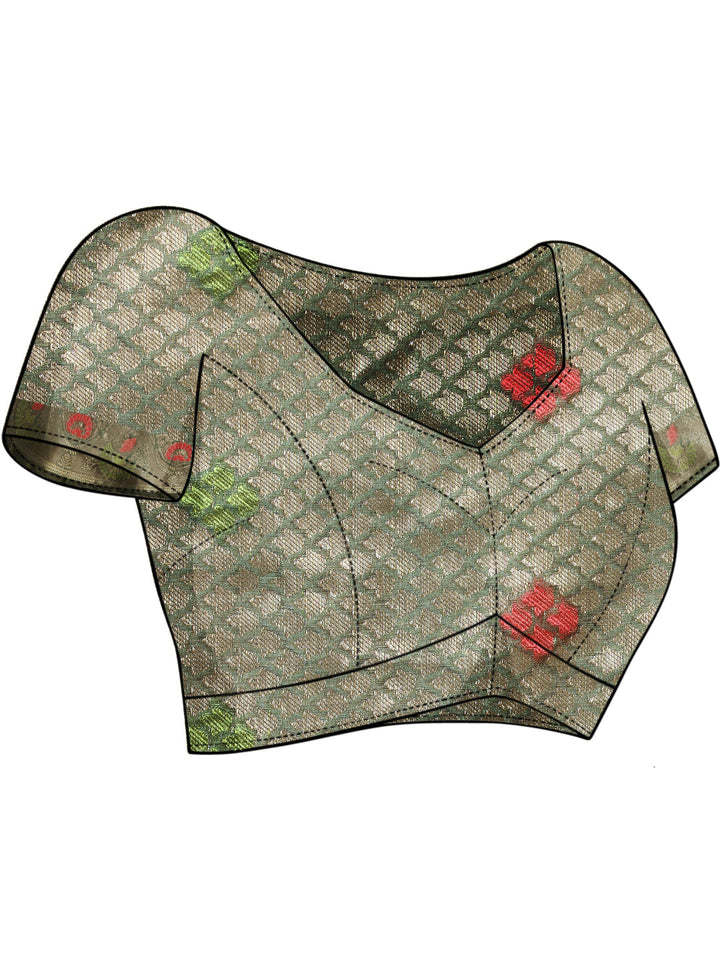 Green Resham Meenakari Traditional Chanderi Silk Saree