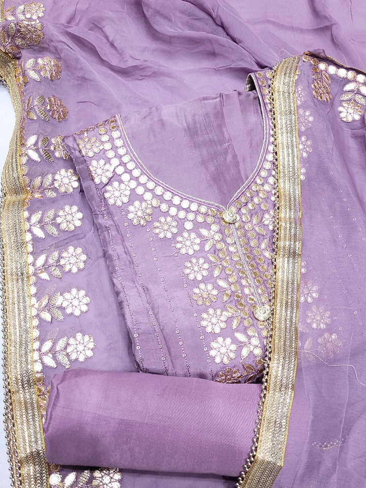 Chhabra 555 Gota Patti & Sequin Embroidered Semi-stitched Punjabi Suit Dupatta in Pastel Color