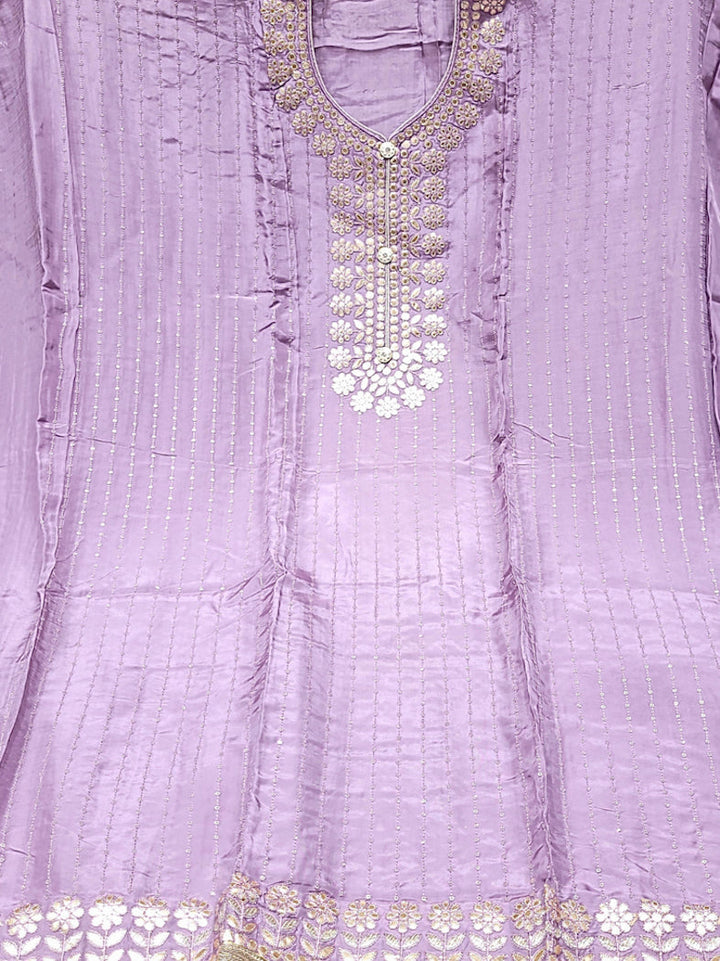 Gota Patti & Sequin Embroidered Semi-stitched Punjabi Suit Dupatta in Pastel Color