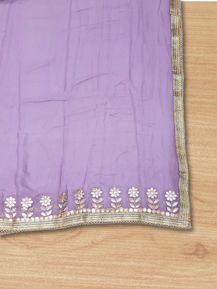 Gota Patti & Sequin Embroidered Semi-stitched Punjabi Suit Dupatta in Pastel Color