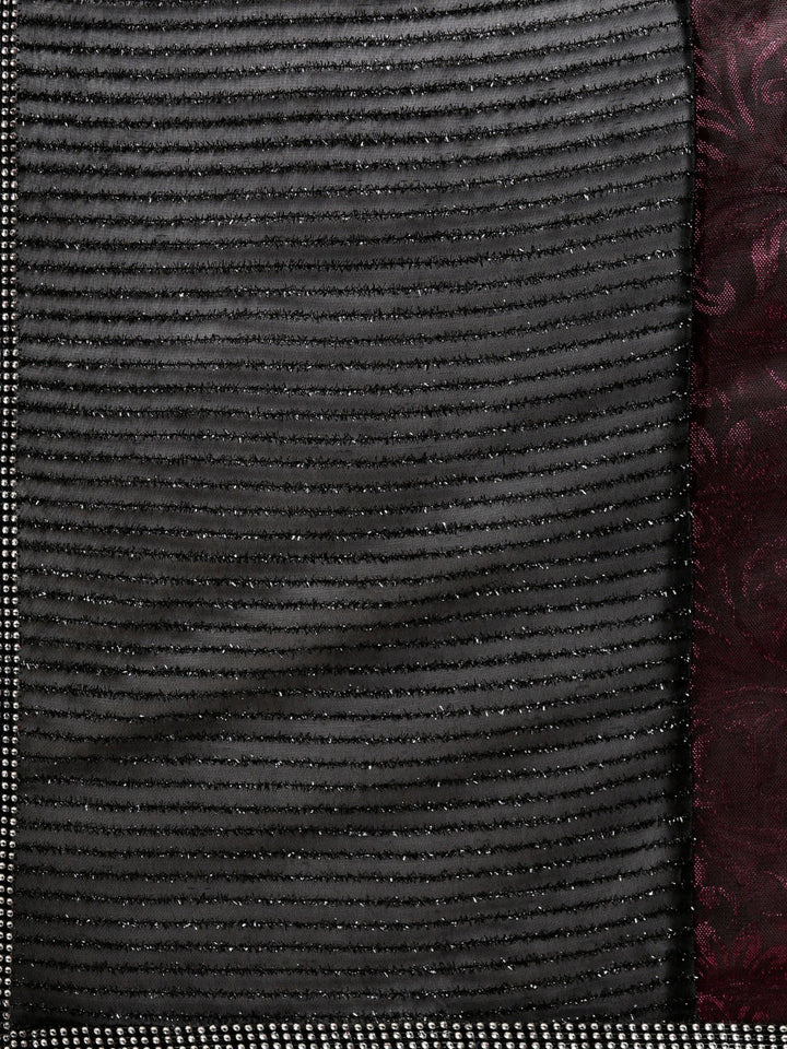 Embellished Lycra Panelled Saree with Self Jacquard Pattern
